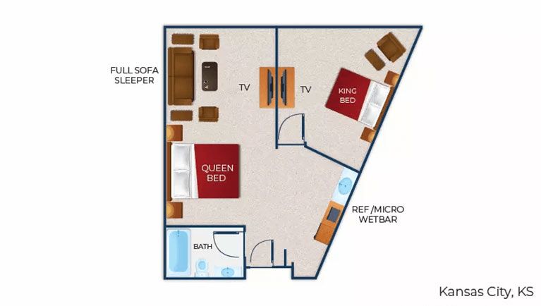 The floor plan for the Royal Bear Suite